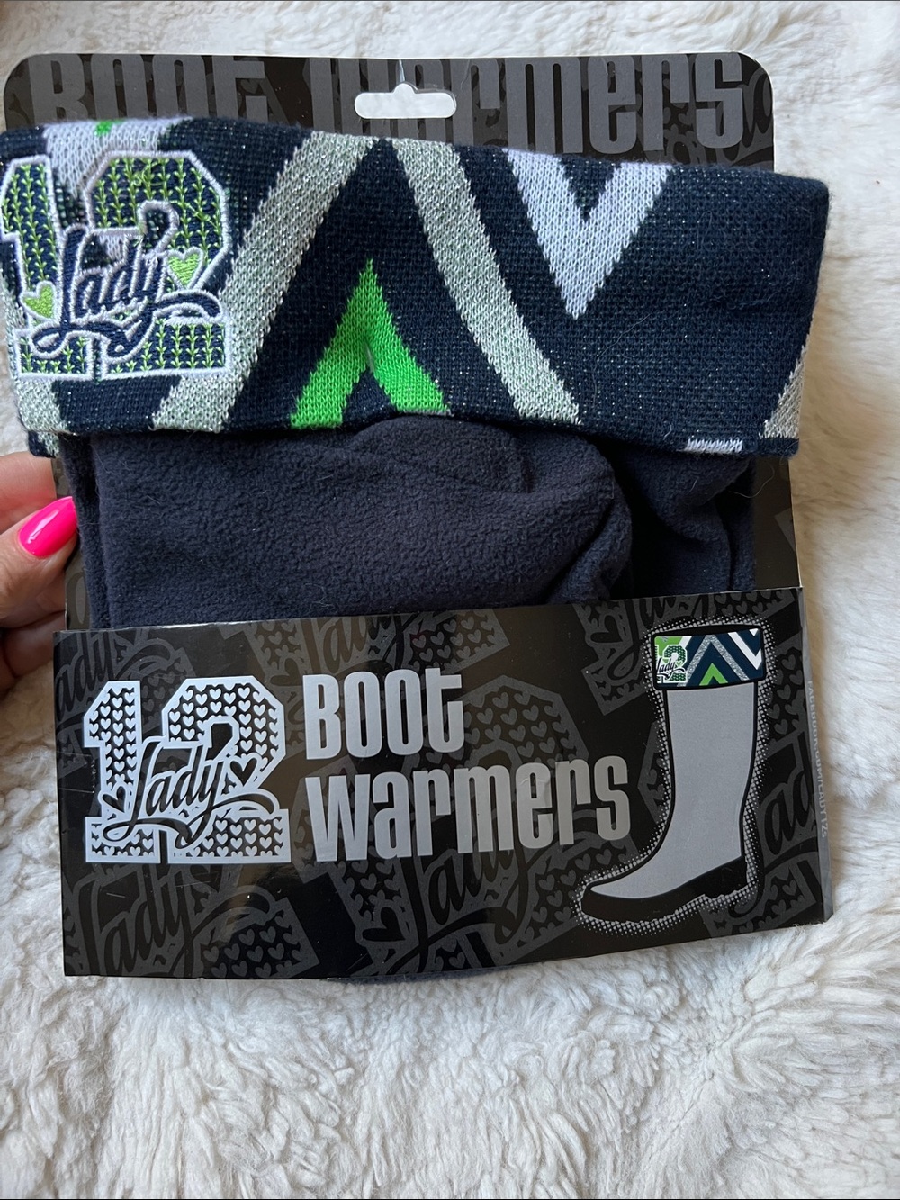 Seattle Seahawks Womens Lady 12 Boot Warmers cuffs leg socks - one size